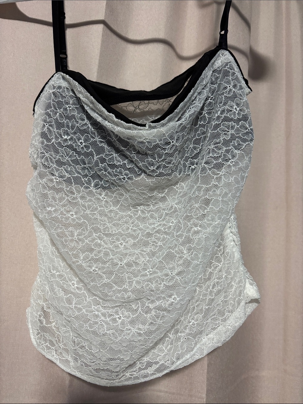 Women’s Lace Cowl Neck Tank Top - White